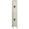 Hallowell UY1558-2 Maintenance-Free Quiet Locker Double Tier15x15x36 - 2 Doors Unassembled - Tan