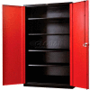 Hallowell FK4SC6478-4BR-HT Fort Knox Cabinet, 36"W x 24"D x 78"H, Black Body, Red Doors
