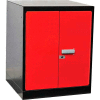 Fort Knox Workbench Pedestal -Doors, 24"x24"x 32", Black Body, Red Doors, 1-Wide