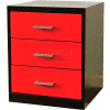 Fort Knox Workbench Pedestal-3 Drawer,18"x24"x 32",Black Body, Red Doors, 1-Wide