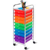 10 Drawer Multicolor Storage Cart - 15-5/16&quot;L x 13&quot;W x 37-13/32&quot;H