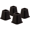 6-1/2"W x 6-1/2"L Square Bed Risers, Black, Plastic, Fits Up To 2-3/4" Diameter Post, 4 Pack