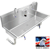 Stainless Steel Sink, 2 Stations w/Knee Operated Faucets 42" L X 20" W X 8" D