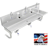 BSM Inc. Stainless Steel Sink, 3 Station w/Knee Valve Operated, Round Legs 72"L X 20"W X 8"D