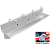 Stainless Steel Sink, 4 User w/Electronic Faucets, Wall Brackets 84" L X 20" W X 8" D