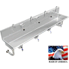 Stainless Steel Sink, 4 User w/Knee Valve Operated Valves Round Tube Mounted 84" L X 20" W X 8" D