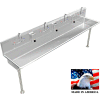 Stainless Steel Sink, 4 User w/Manual Faucets, Straight Legs 80" L X 20" W X 8" D