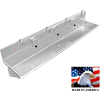 BSM Inc. Stainless Steel Sink, 4 User w/Manual Faucets, Wall Mounted 84" L X 20" W 8" D