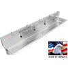 BSM Inc. Stainless Steel Sink, 5 Stations w/Manual Faucets 120" L X 20" W X 8" D