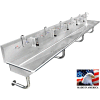 BSM Inc. Stainless Steel Sink, 6 Stations w/Manual Faucets, Round Tube Mounted 132" L X 20" W X 8" D