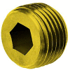 1/4" NPTF Socket Head Pipe Plug - 7/8" Taper - Flush Seal - Brass - Pkg of 100 - Holo-Krome 11104