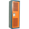 Hallowell HTL151548-1JH Home Team Locker, 1 Wide Unassembled, 15x15x48, Dark Blue Body / Orange Door