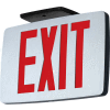 Hubbell CCESRE LED Die-Cast Thin Exit, Brushed Face, Black, Single Face, Red Letters, w/Battery