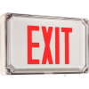 Hubbell 93093122 Die Cast Alum. Wet Listed Emer. Exit, White w/ Red Letters, Single Face, w/Battery