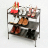 3-Tier Resin Slat Utility Shoe Rack - Espresso