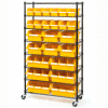 Commercial 8-Tier NSF 24 Bin Rack Storage System - 36"L x 14-1/4"W x 63-1/2" Black/Yellow