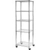 5-Tier UltraDurable Mobile Wire Shelving - Commercial Grade NSF Steel 24"L x 18"W x 75"H - Chrome
