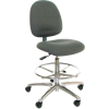 ESD Stool with Footrest - Mid-Back - Fabric - Black - Aluminum Base