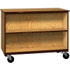 Mobile Wood Double-Faced Cabinet, 1 Shelf, Open Front, 48"W x 22-1/4"D x 36"H, Natural Oak/Brown