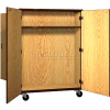 Mobile Wood Double-Faced Combo Cabinet, Solid Door, 48"W x 28-1/4"D x 66"H, Folkstone/Grey