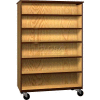 Mobile Wood Double-Faced Bookcase, Open Front, 48"W x 22-1/4"D x 72"H, Maple/Black