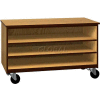 Tote Tray Mobile Wood Cabinet, Open Front, 48"W x 22-1/4"D x 29"H, Maple/Black