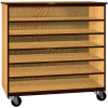 Tote Tray Mobile Wood Cabinet, Open Front, 48"W x 22-1/4"D x 48"H, Maple/Black
