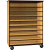 Tote Tray Mobile Wood Cabinet, Open Front, 48"W x 22-1/4"D x 66"H, Maple/Black