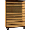Tote Tray Mobile Wood Cabinet, Open Front, 48"W x 22-1/4"D x 72"H, Maple/Black