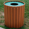 Standard Round Receptacle, Recycled Plastic, 32 Gal., Cedar