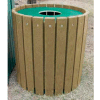 Heavy Duty Round Receptacle, Recycled Plastic, 32 Gal., Cedar
