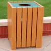 Heavy Duty Square Receptacle, Recycled Plastic, 32 Gal., Cedar
