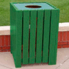 Heavy Duty Square Receptacle, Recycled Plastic, 32 Gal., Green