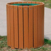 Standard Round Receptacle, Recycled Plastic, 55 Gal., Cedar
