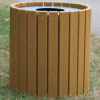 Heavy Duty Round Receptacle, Recycled Plastic, 55 Gal., Cedar