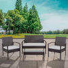 Flash Furniture 4-Piece Black Outdoor Patio Set w/ Steel Frame and Gray Cushions