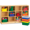 Jonti-Craft® 12 Tub Mobile Cubbie w/Colored Tubs, 57-1/2"W x 15"D x 35-1/2"H, Birch Plywood