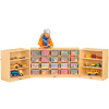 Jonti-Craft® 20 Cubbie Triple Mobile Fold-N-Lock w/Clear Trays,96"x15"x29-1/2",Birch Plywood
