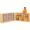 Jonti-Craft® 20 Cubbie Mobile Fold-N-Lock w/Clear Trays, 96"W x 15"D x 29-1/2"H, Birch Plywood