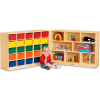 Jonti-Craft® 25 Cubbie Mobile Fold-N-Lock With Colored Trays, 96"Wx15"Dx35-1/2"H, Birch Plywood