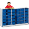 Jonti-Craft® 30 Tray Mobile Cubbie w/Trays, 57-1/2"Wx15"Dx35-1/2"H, Gray Laminate, Black Edge