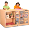 Jonti-Craft® Mobile Storage Island, Twin w/Clear Trays, 48"W x 29"D x 29-1/2"H, Maple Laminate