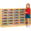 Jonti-Craft® 20 Tray Mobile Cubbie w/Clear Paper-Trays, 60"W x 15"D x 35-1/2"H, Birch Plywood