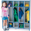 Jonti-Craft® Kid Coat Locker, 5 Wide, 48"W x 15"D x 50-1/2"H, Gray Laminate, Black Edge