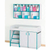 Jonti-Craft® Diaper Changer & Organizer Combo, Stairs on Left, Gray Laminate, Teal Edge