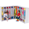 Jonti-Craft® Kid Corner Seat Coat Locker, 24"W x 17-1/2"D x 50-1/2"H, Gray Laminate, Black Edge