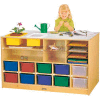 Jonti-Craft® Mobile Storage Island, Twin w/Colored Trays, 48-1/2"W x 29"D x 29"H, Birch Plywood