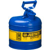 Justrite&#174; Type I Steel Safety Can, 2 Gallon (7.5L), Self-Close Lid, Blue, 7120300