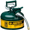 Justrite&#174; Type II AccuFlow&#153; Steel Safety Can, 1 Gal., 5/8&quot; Metal Hose, Green, 7210420