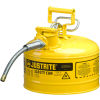 Justrite&#174; Type II AccuFlow&#153; Steel Safety Can, 2.5 Gal., 5/8" Metal Hose, Yellow, 7225220